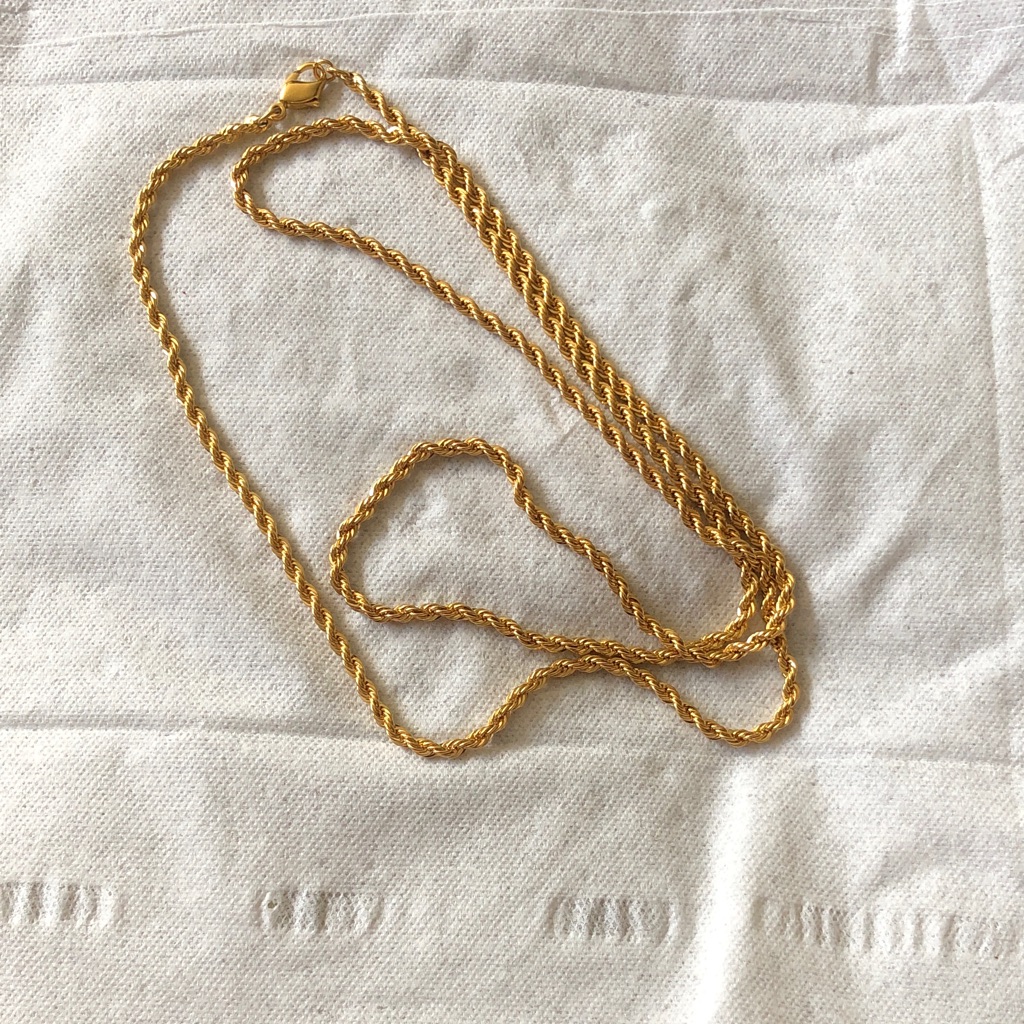 Faux Gold Twisted Rope Chain Necklace